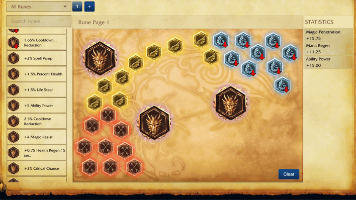 League Classic rune interface screenshot 1