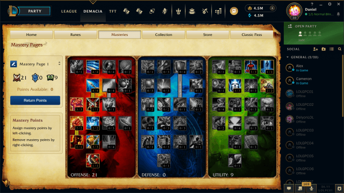 League Classic rune interface screenshot 2