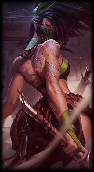 Akali loading screen from the Classic client